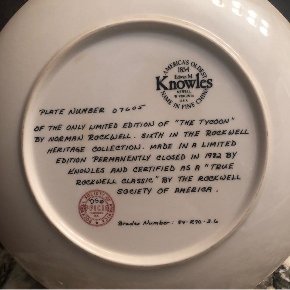 Norman Rockwell “The Tycoon” Collector Plate Limited Edition - Picture 4 of 6